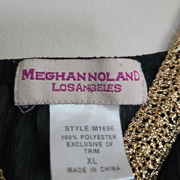 Meghan Noland LA Size XL Black Sheer Tank Top with Gold Trim - Picture 4 of 6